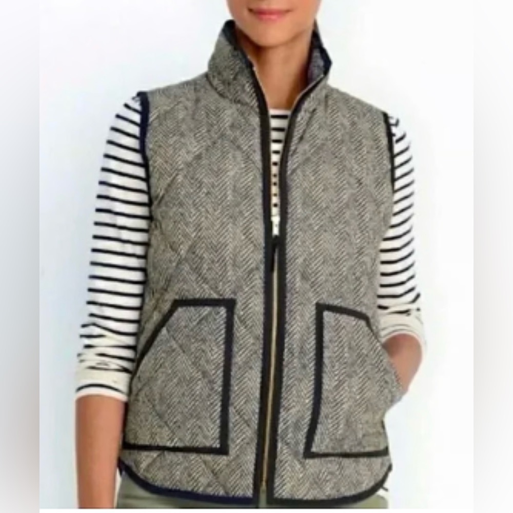 J.Crew Herringbone Down Puffer Vest size S - Picture 2 of 8